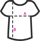 Obrazek przedstawiający parametry koszulki (A - długość, B - szerokość)